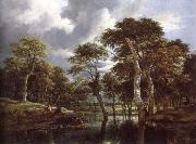 Jacob van Ruisdael Waterfall in a Hilly Wooded Landscape oil on canvas